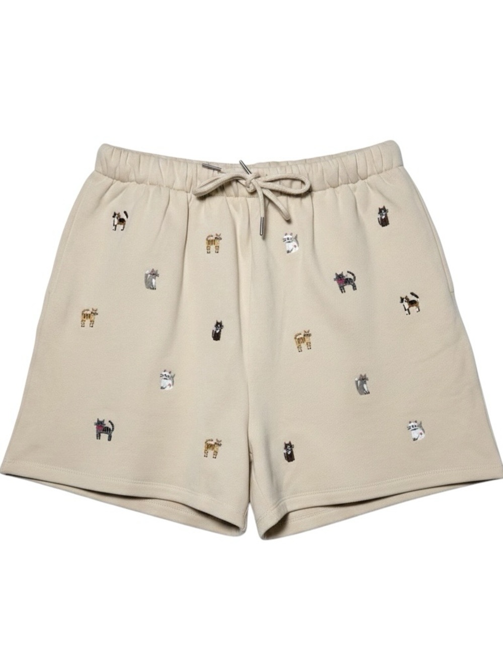 Natural Life Fave Little Things Embroidered Shorts Cream Cats NWT Size Large